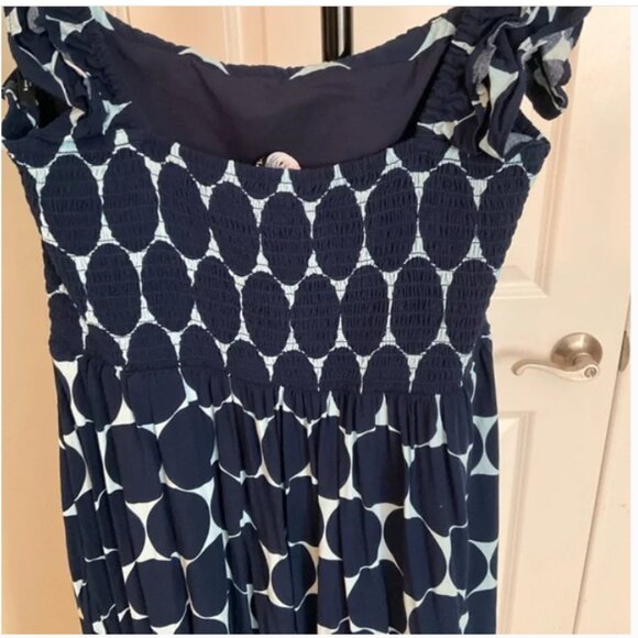 Kate Spade Joy Dot Ruffle Midi Dress Navy XL EUC - Picture 3 of 9